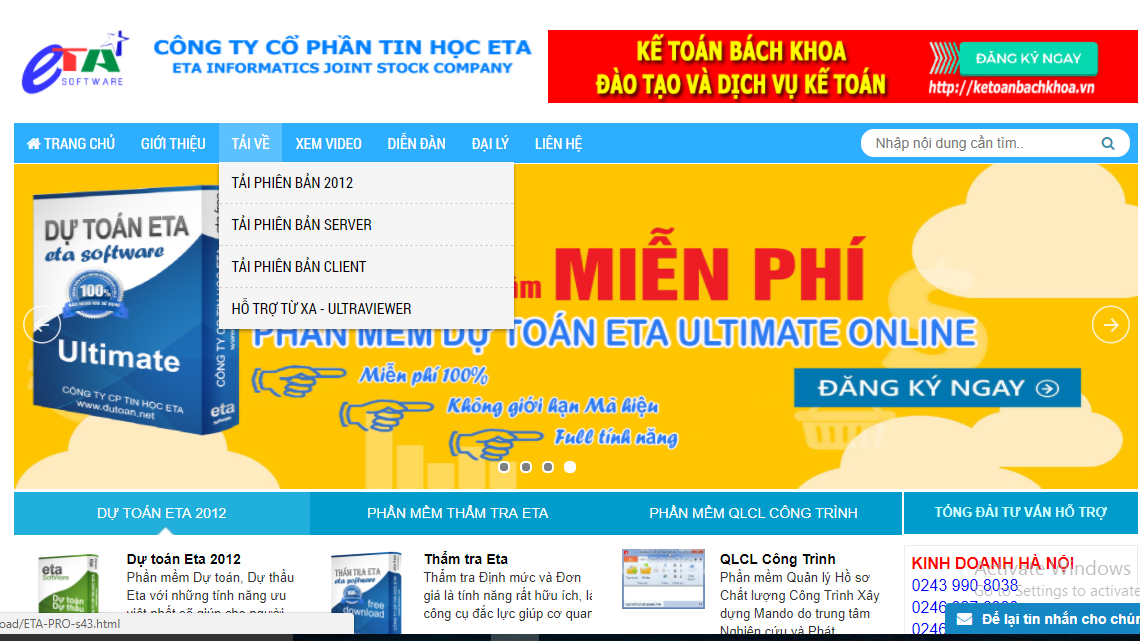 Tải phần mềm dự toán ETA